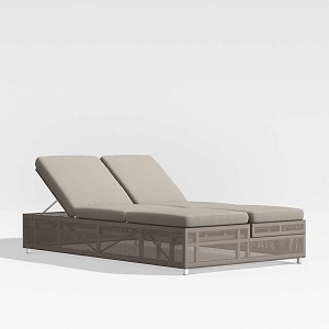 Dune Taupe Double Outdoor Chaise Sofa Lounge with Sunbrella Cushions